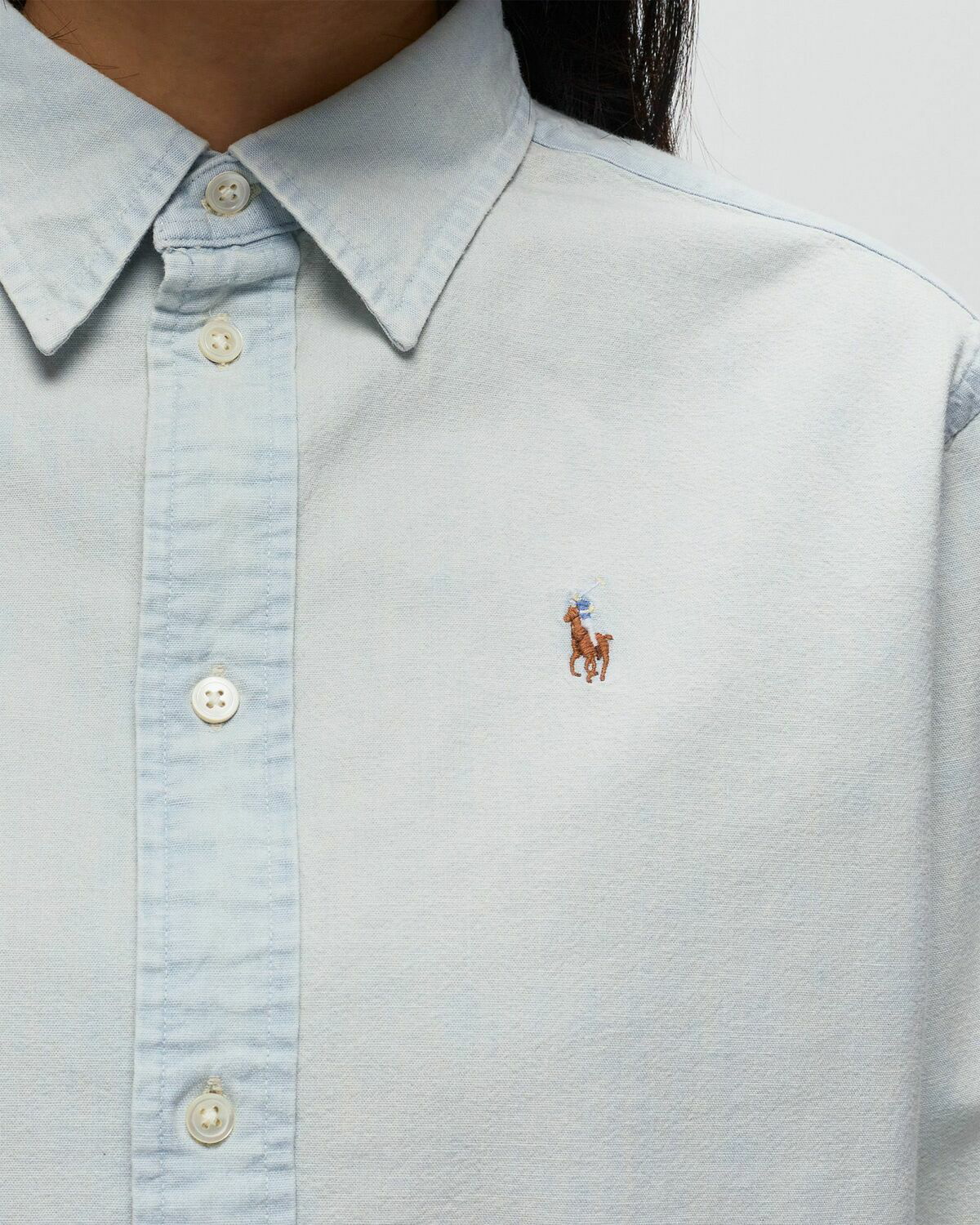 Polo Ralph Lauren Wmns Crop Long Sleeve Button Front Shirt Blue - Womens -  Shirts & Blouses Polo Ralph Lauren