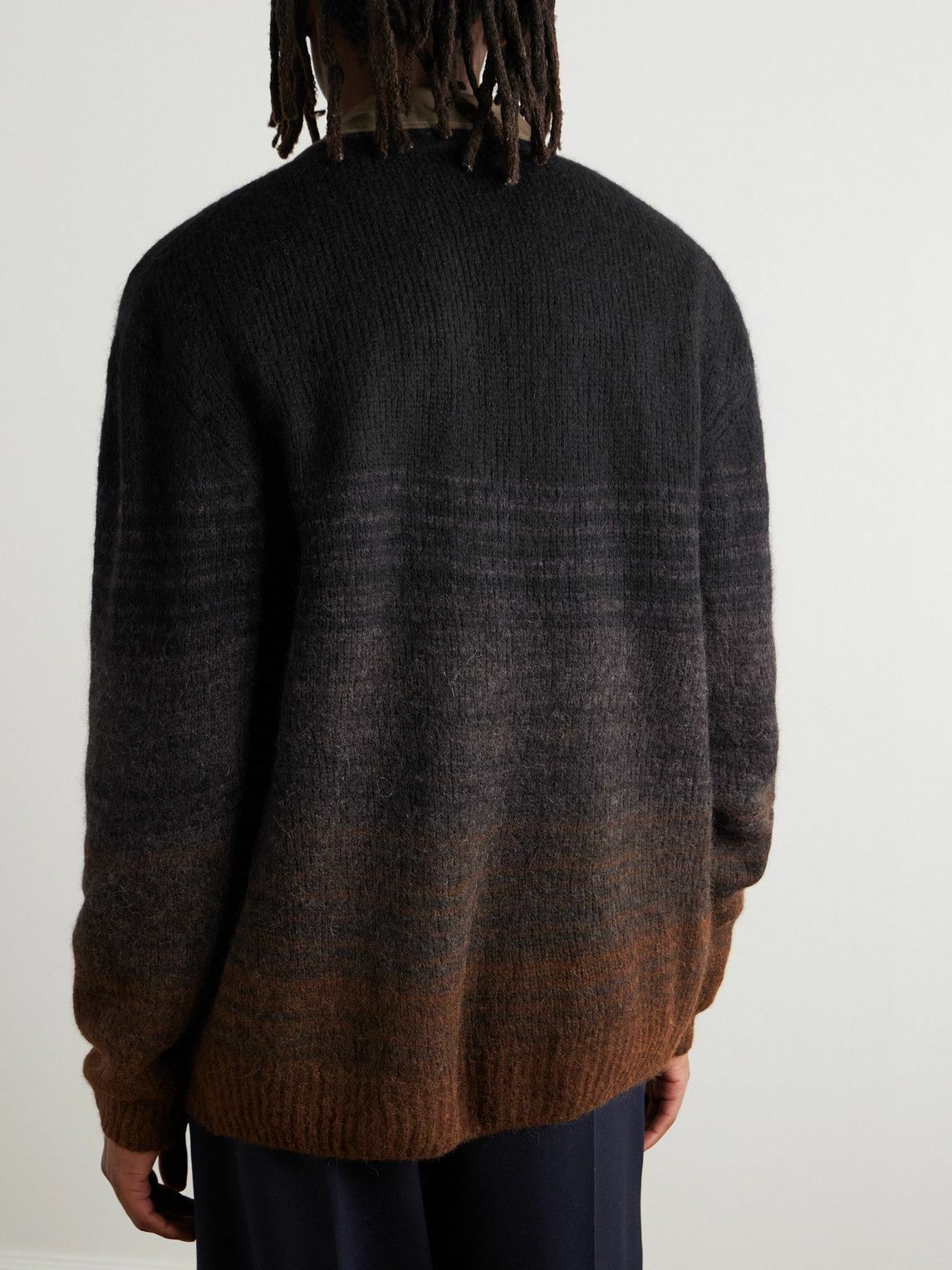 Simone Rocha - Crystal-Embellished Dégradé Brushed-Knit Cardigan - Brown