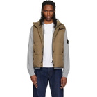 Stone Island Khaki G100010 Crinkled Reps NY Down Vest