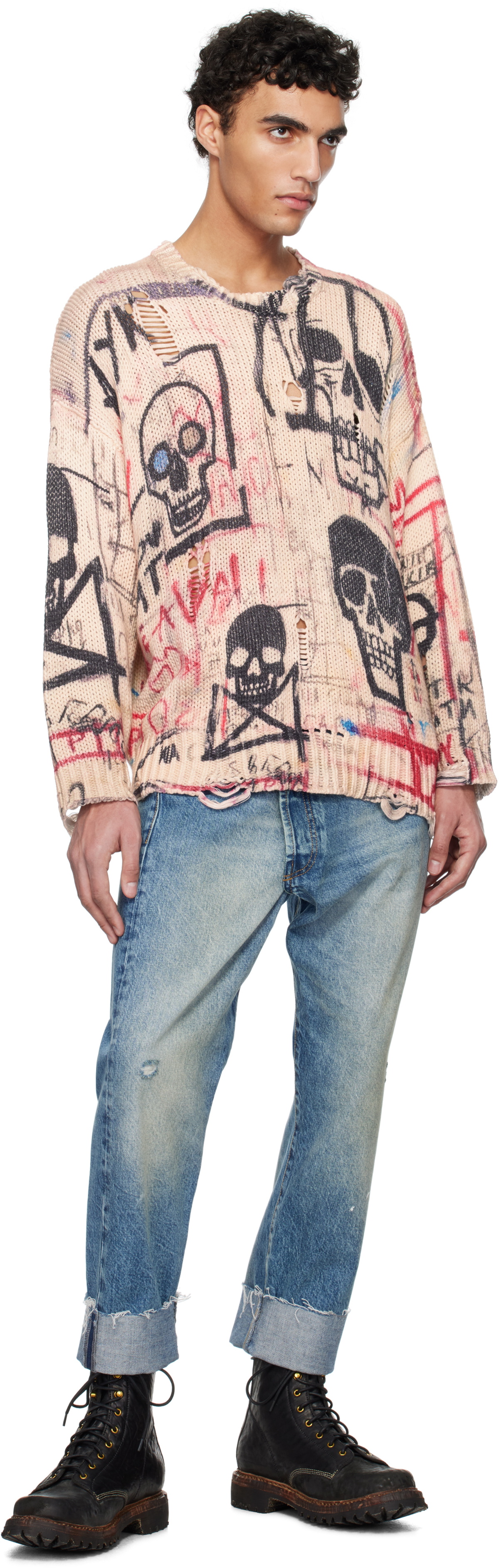 R13 Multicolor Printed Oversized Sweater