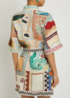 Alemais Michelle Printed Belted Linen Mini Shirt Dress Multicoloured