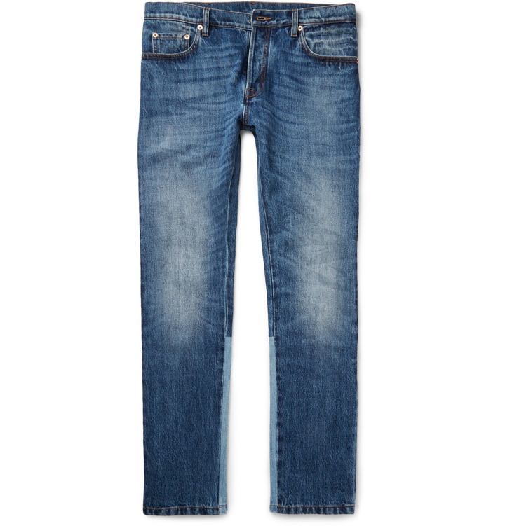 Photo: VALENTINO - Slim-Fit Panelled Stretch-Denim Jeans - Blue