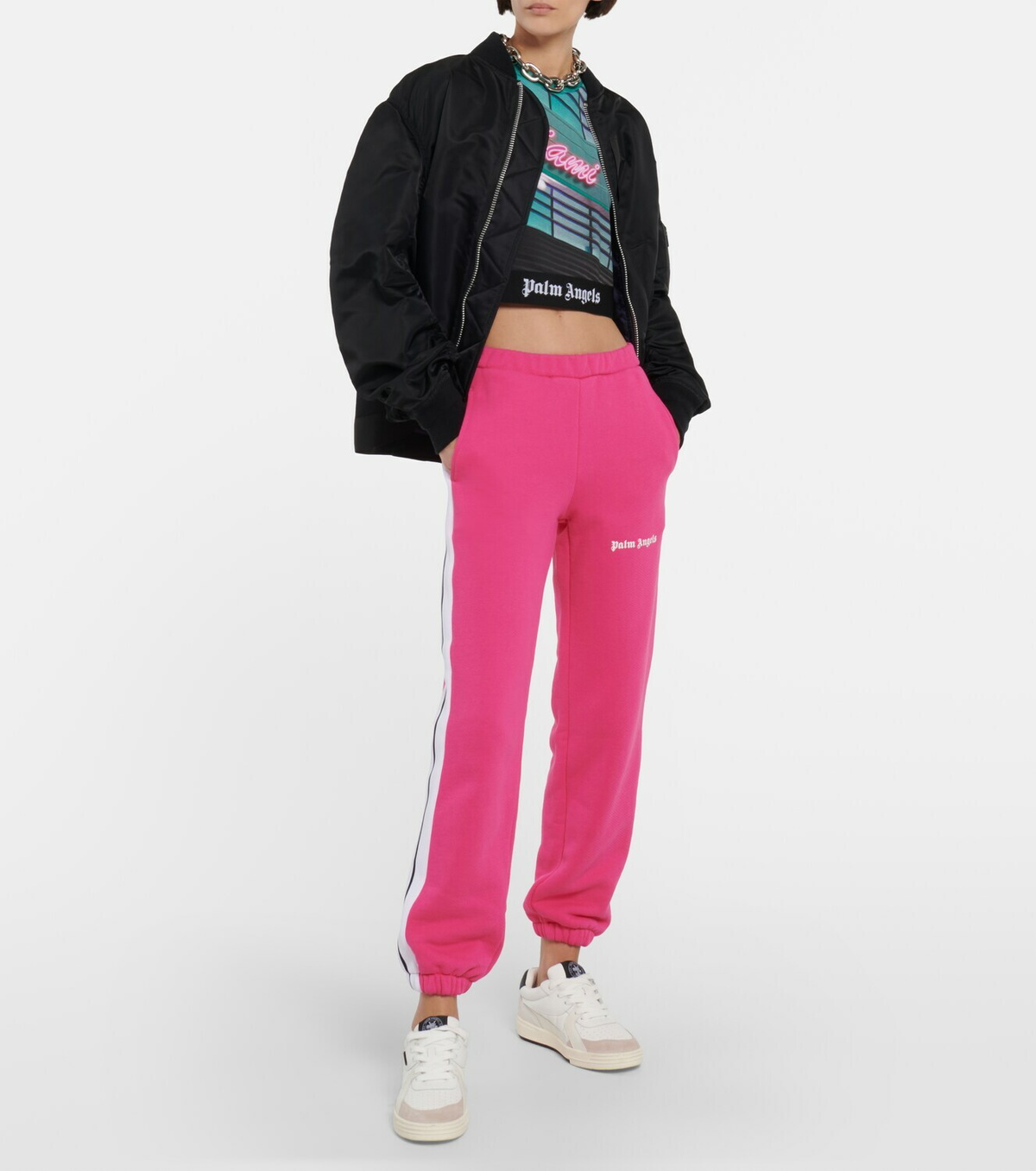 Palm Angels - Printed cropped cotton T-shirt