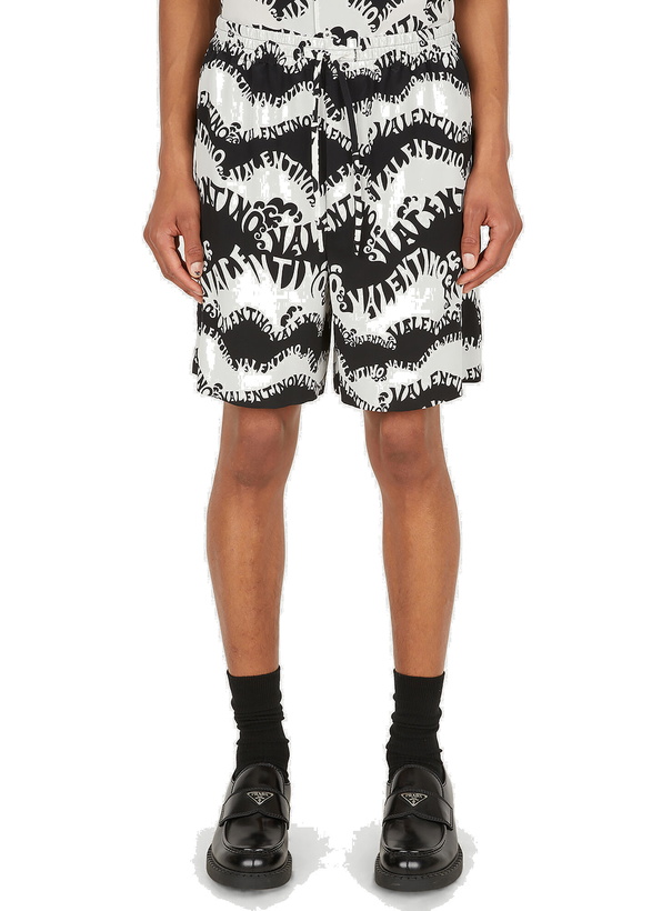 Photo: Drawstring Monogram Shorts in Black