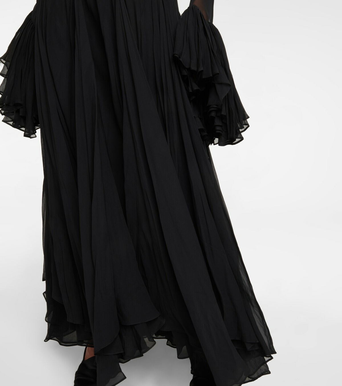 Khaite - Sheer long-sleeve silk maxi dress Khaite