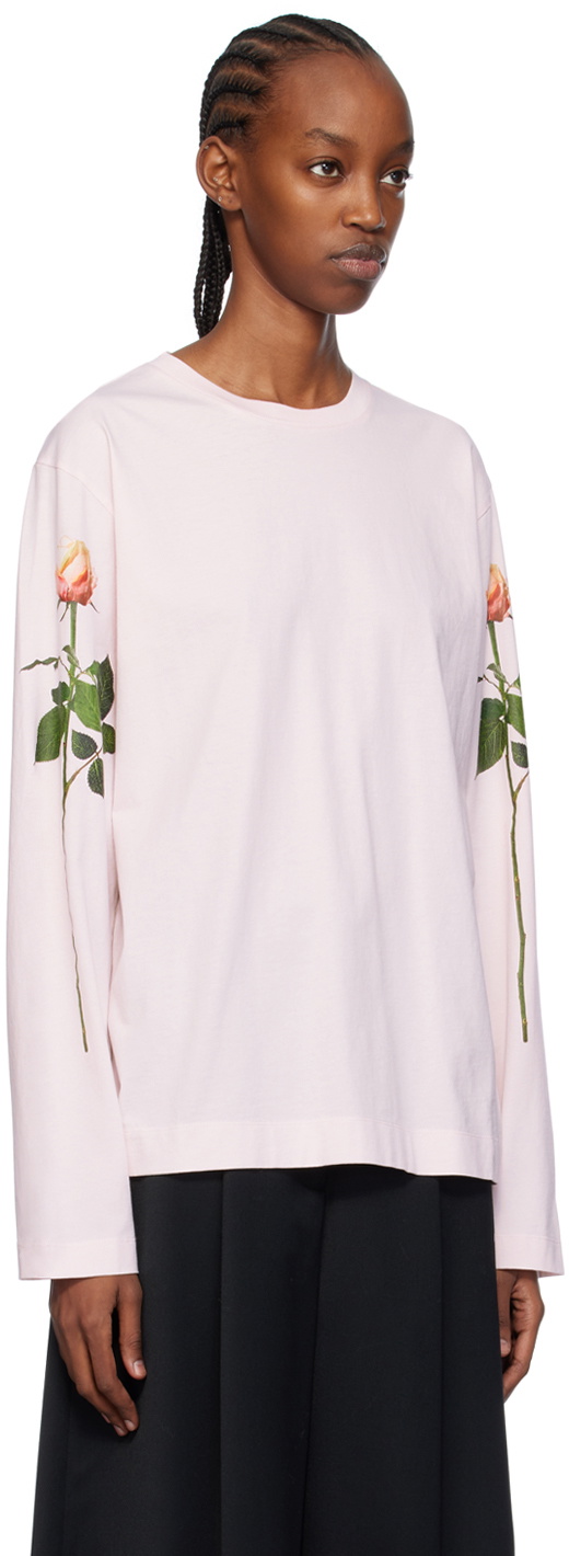 【関税込み】Rose Banquet T Shirt - Simone Rocha - Cotton - B Simone Rocha Pink Rose Long Sleeve T-Shirt Simone Rocha