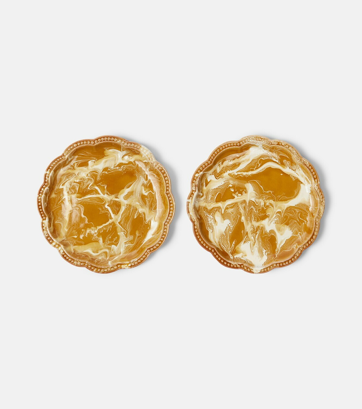 Cabana Marbled set of 2 ceramic dinner plates