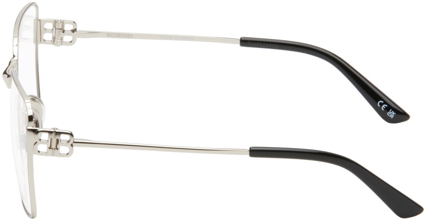 【関税込み】Balenciaga シルバー Mercury スクエアメガネ Balenciaga Silver Mercury Squared Metal Glasses Balenciaga