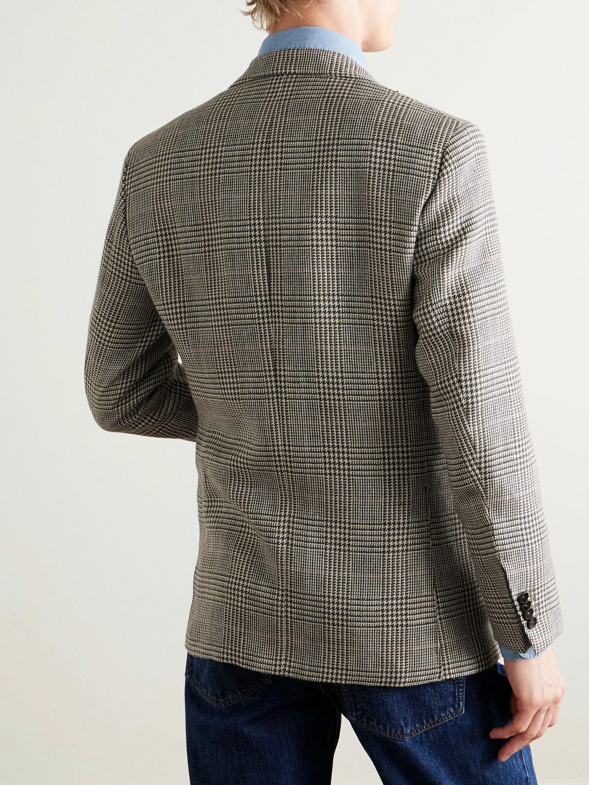 Sid Mashburn - Virgil No.2 Slim-Fit Prince of Wales Checked Wool and Linen-Blend Hopsack Blazer - Neutrals