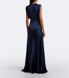 Erdem Draped embellished satin cady gown