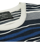 Berluti - Slim-Fit Striped Wool and Silk-Blend T-Shirt - Men - Gray