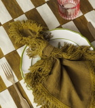 Once Milano Set of 4 fringed linen napkins