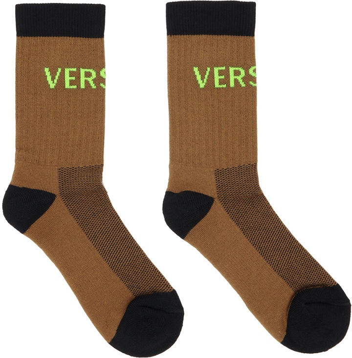 Photo: Versace Brown & Black Logo Socks