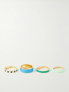 Roxanne Assoulin - Cool Pools Set Of Four Gold-Plated and Enamel Rings