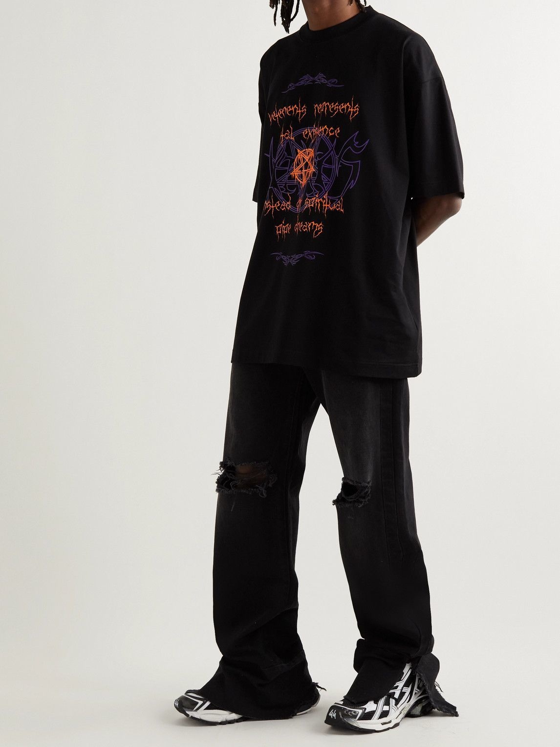 VETEMENTS - Oversized Logo-Print Cotton-Jersey T-Shirt - Black 