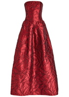 Talbot Runhof Patterned-jacquard Woven Gown Red