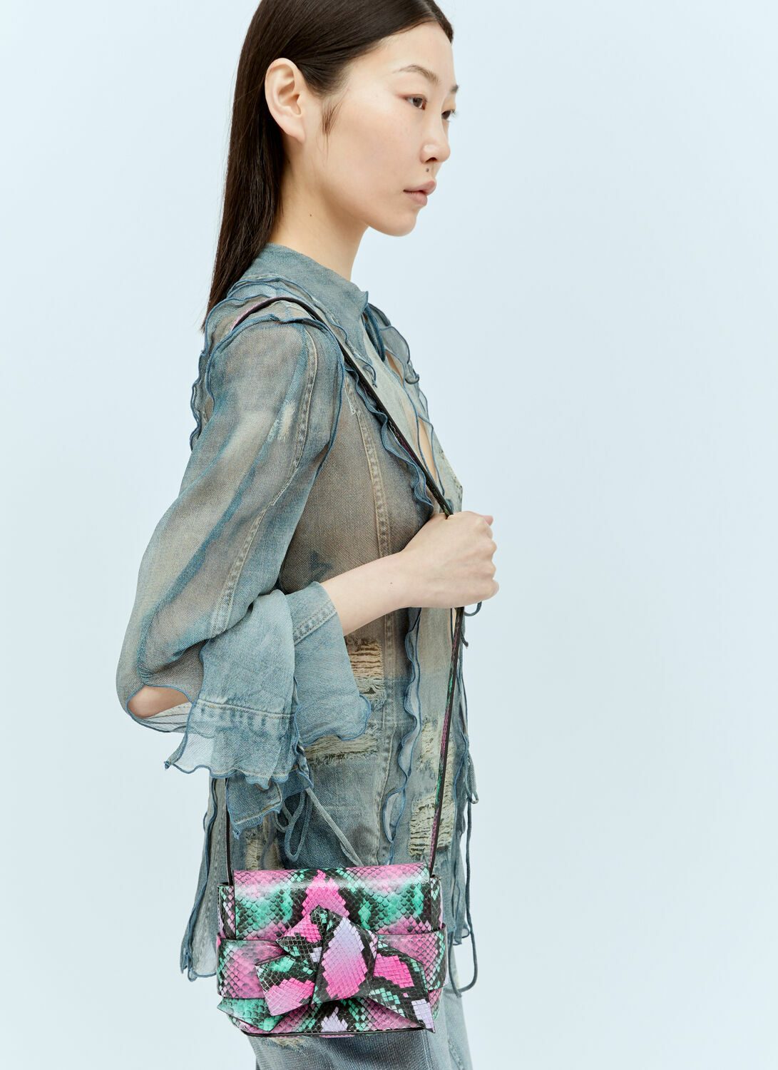 Acne Studios Snake Embossed Shoulder Bag