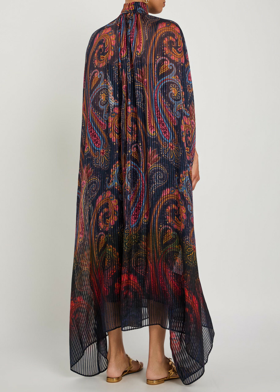 Etro Printed Gathered Silk-chiffon Midi Dress Multicoloured