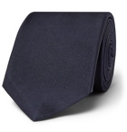Berluti - 6cm Logo-Embroidered Mulberry Silk-Faille Tie - Blue