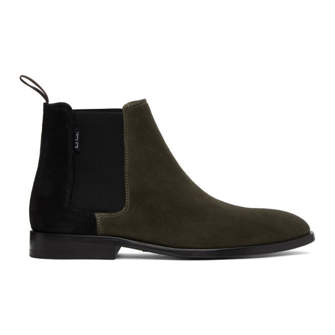 Photo: PS by Paul Smith Khaki and Black Gerald Chelsea Boots