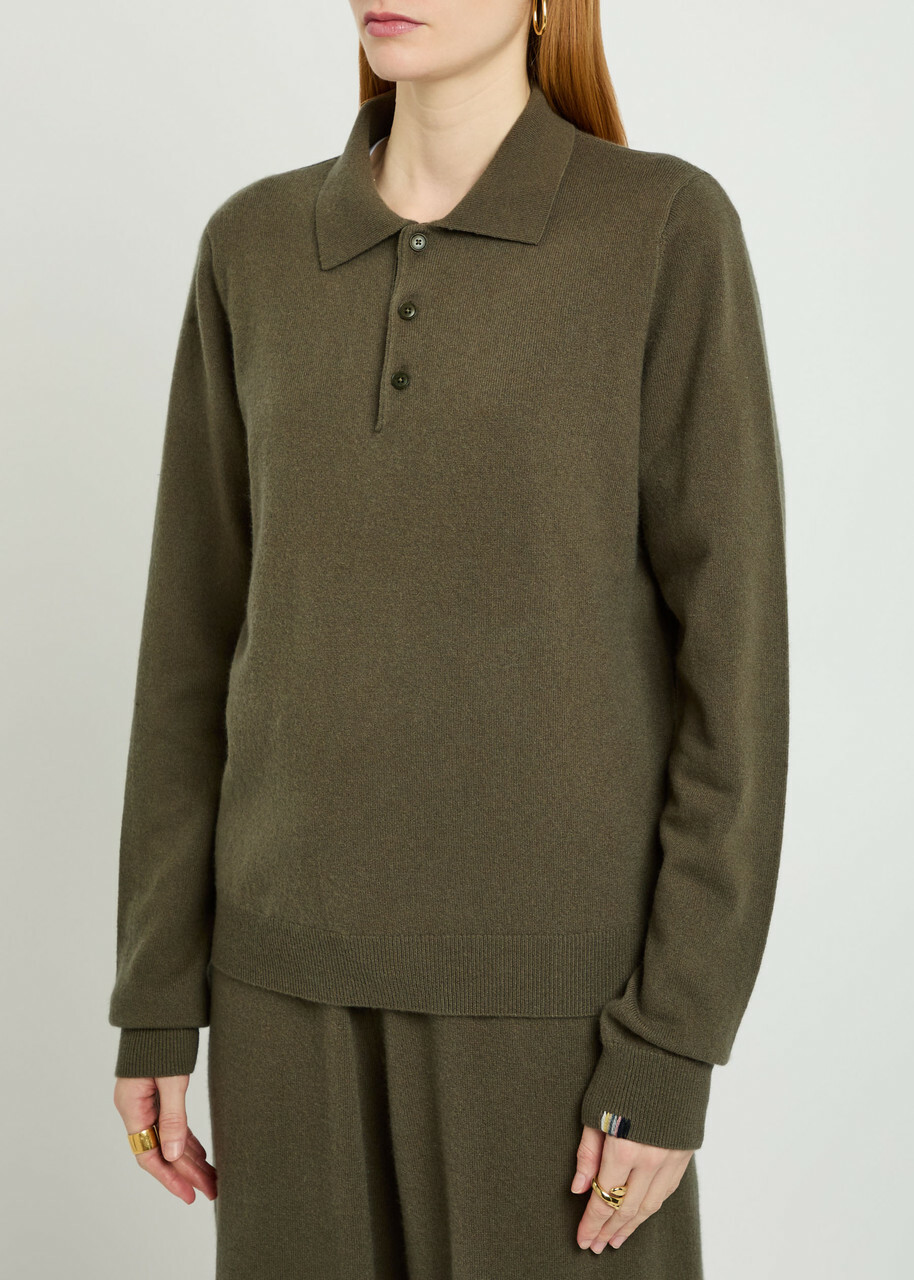 Extreme Cashmere N°223 Be For Cashmere-blend Polo Jumper - Dark Green - One Size
