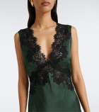 Rixo Lysandra lace-trimmed satin midi dress