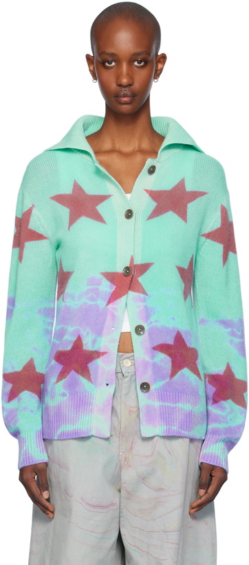 Photo: The Elder Statesman Blue Star Dye Collar Cardigan