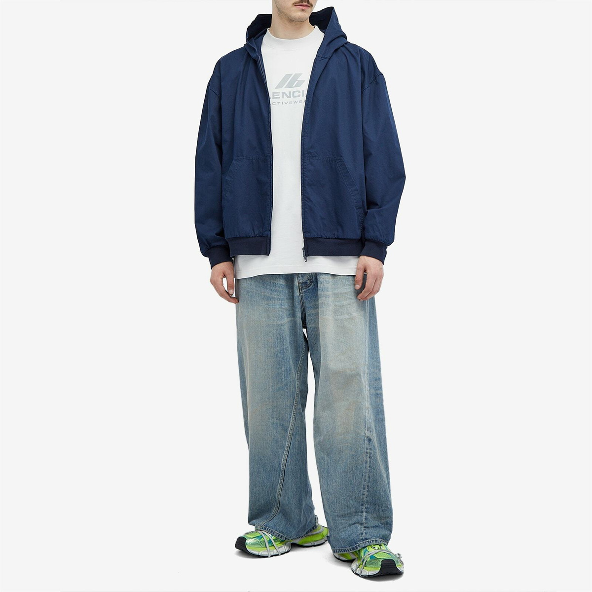 Balenciaga Men's Zip-Up Hoodie in Navy Balenciaga
