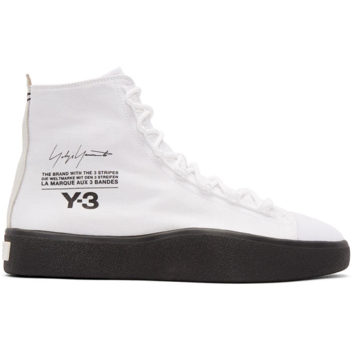 Photo: Y-3 White Bashyo High-Top Sneakers 