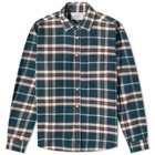 Portuguese Flannel Men's Smooth Check Flannel Shirt in Green/Ecru/Brown