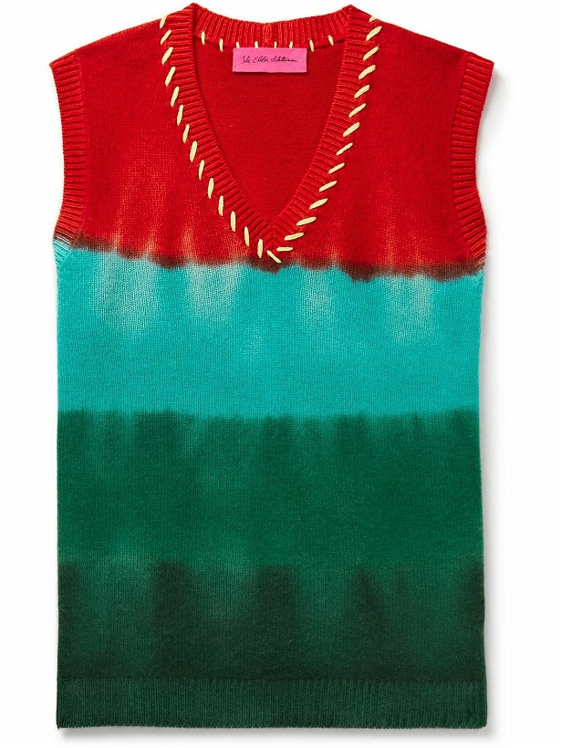 Photo: The Elder Statesman - Embroidered Tie-Dyed Cashmere Sweater Vest - Multi