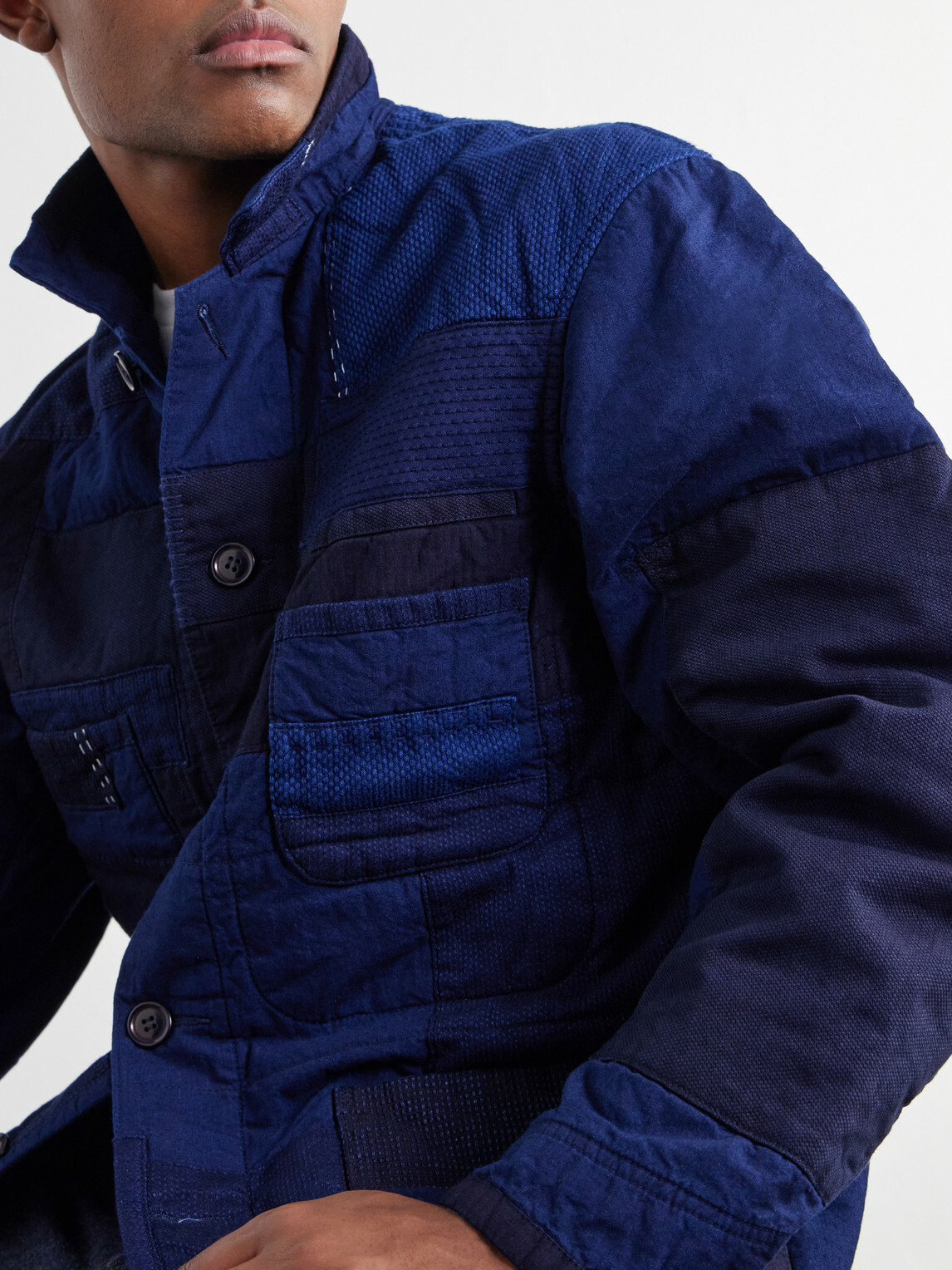 Blue Blue Japan - Nenrin Patchwork Cotton Jacket - Blue