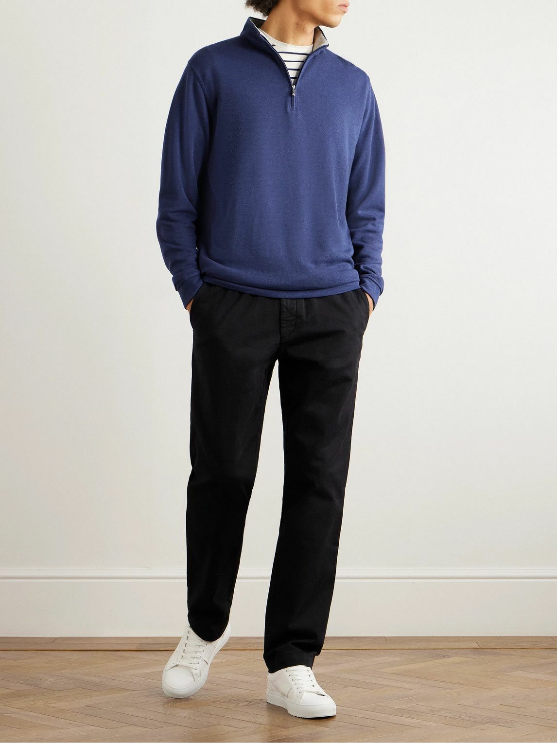 Peter Millar - Crown Cotton-Blend Jersey Half-Zip Sweatshirt - Blue