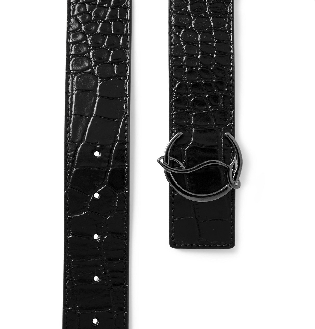 4cm Logo-Debossed Studded Rubber-Trimmed Leather Belt