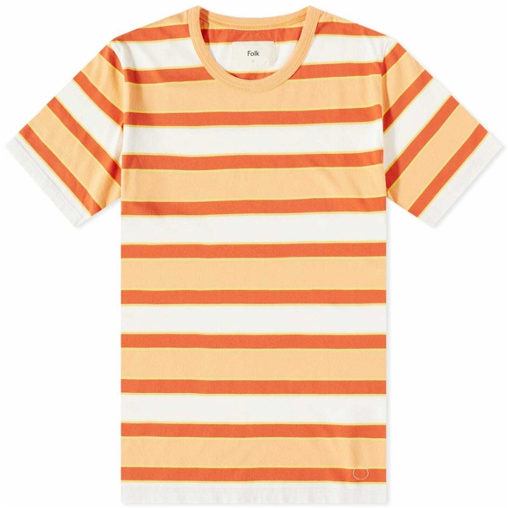 Photo: Folk Men's Bold Stripe T-Shirt in Peach