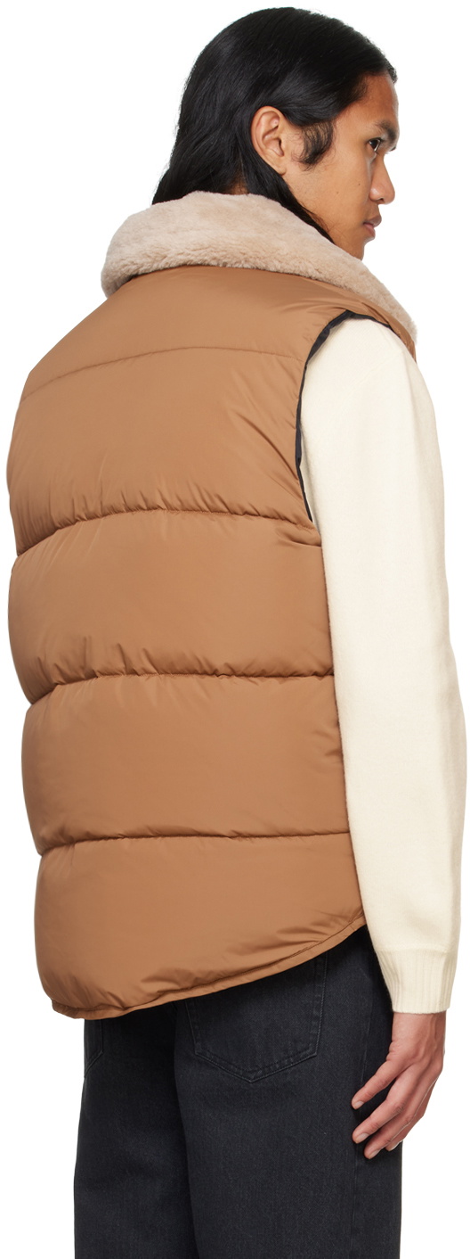 A.P.C. Tan & Black Teddy Reversible Puffer Vest A.P.C.