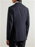 Dunhill - Grosgrain-Trimmed Wool Grain de Poudre Wool Tuxedo Jacket - Blue