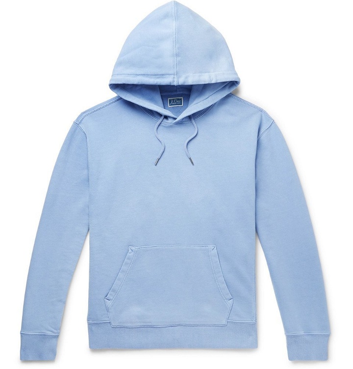 Photo: J.Crew - Garment-Dyed Loopback Cotton-Jersey Hoodie - Light blue