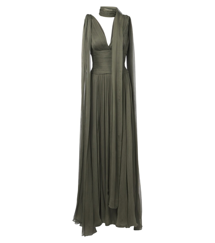 Photo: Elie Saab Pleated scarf-detail silk gown