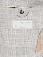 Brunello Cucinelli - Prince of Wales Checked Linen and Wool-Blend Blazer - Gray