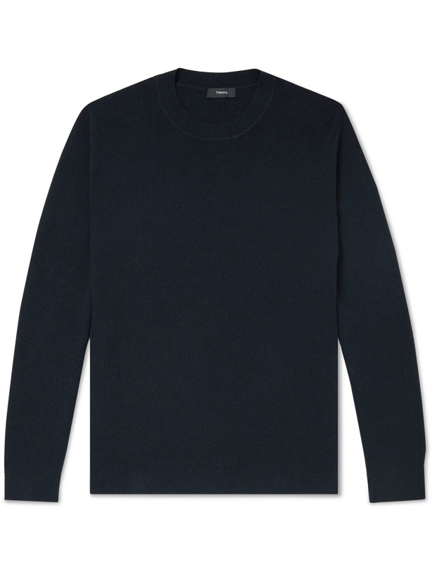 Photo: Theory - Dariel Ribbed Cotton-Blend Sweater - Black