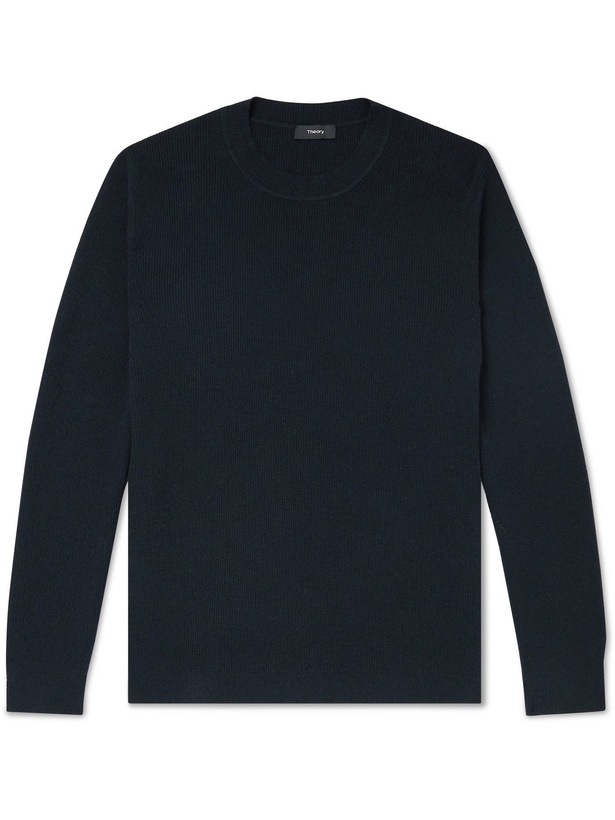 Photo: Theory - Dariel Ribbed Cotton-Blend Sweater - Black