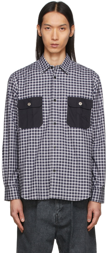 Photo: Comme des Garçons Homme White & Navy Check Oxford Shirt