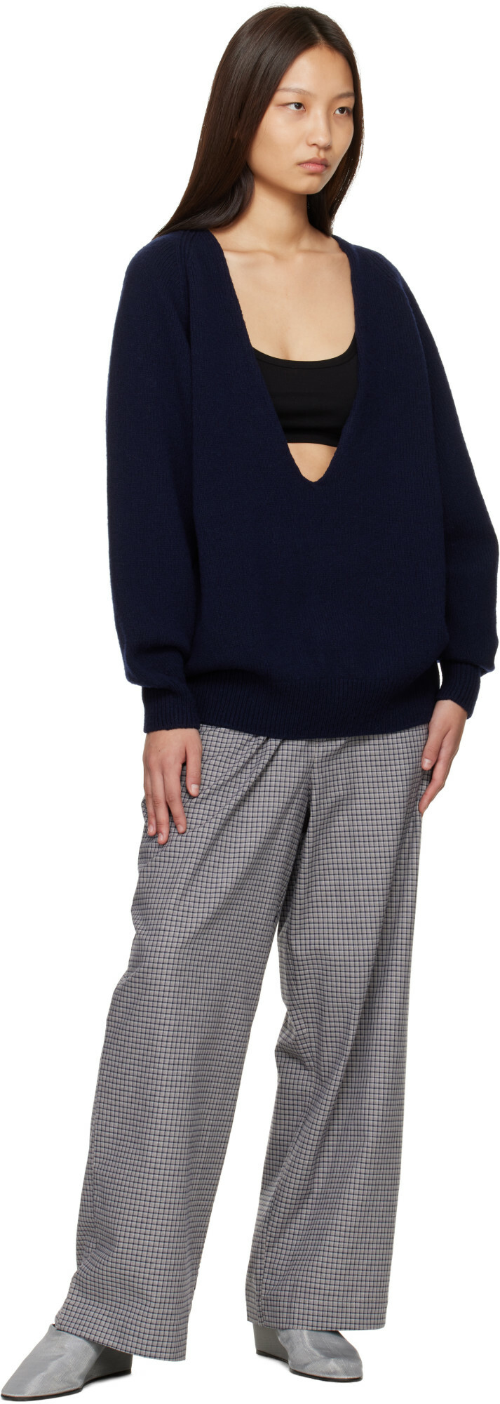 Baserange Navy Soar V-Neck Sweater