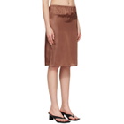 MM6 Maison Margiela Brown Satin Midi Skirt