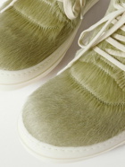 Rick Owens - Geobasket Suede-Trimmed Calf Hair High-Top Sneakers - Green