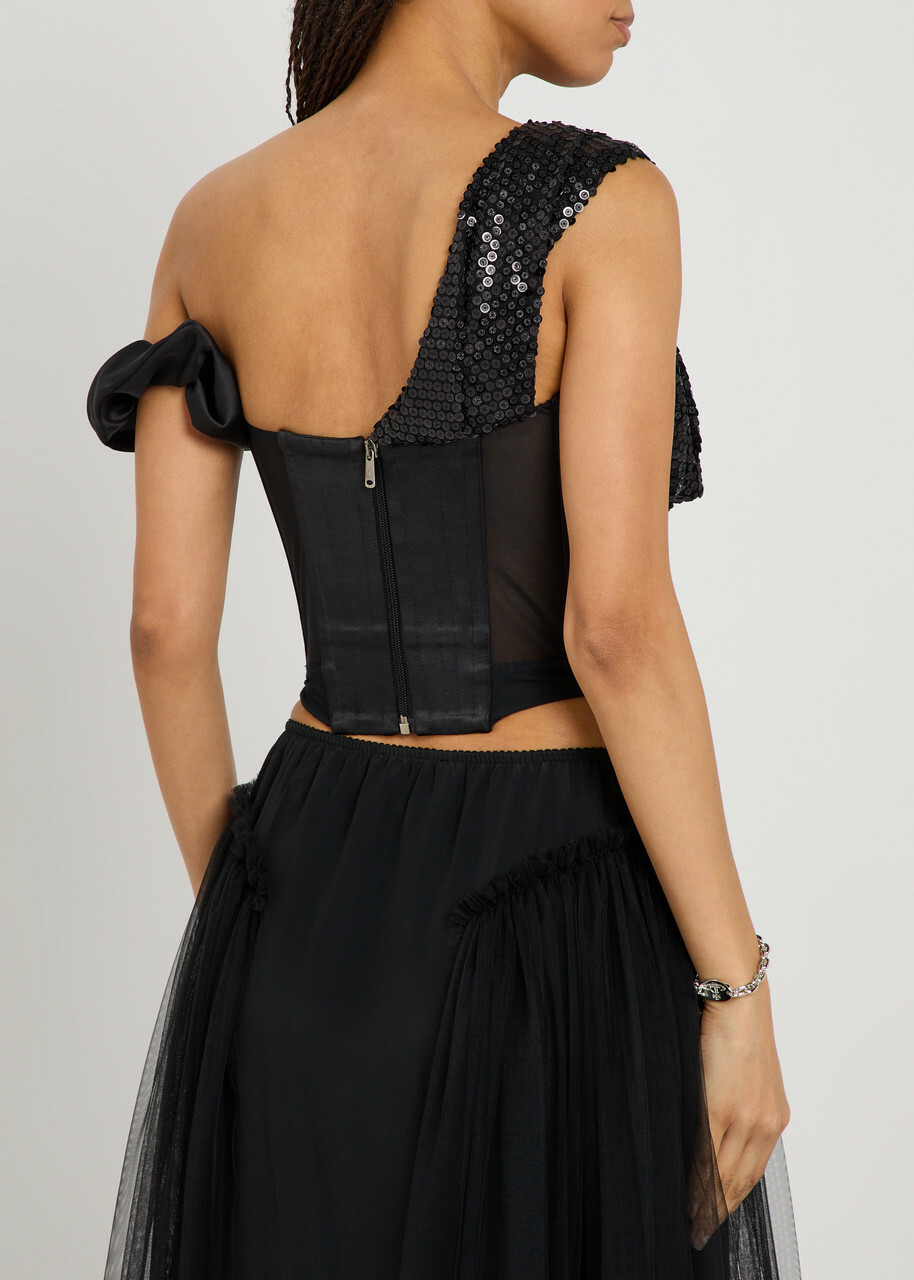 Vivienne Westwood Sequin-embellished Mesh Corset top Black