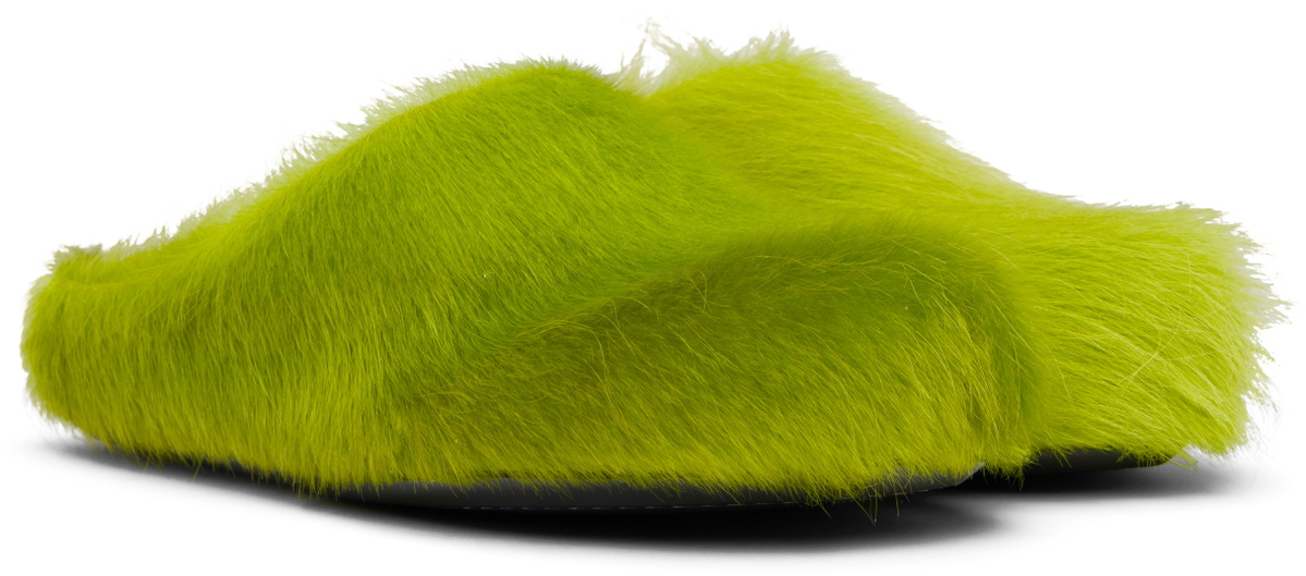 Marni Green Long Hair Calfskin Fussbett Slip-on Loafers