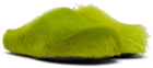 Marni Green Long Hair Calfskin Fussbett Slip-on Loafers