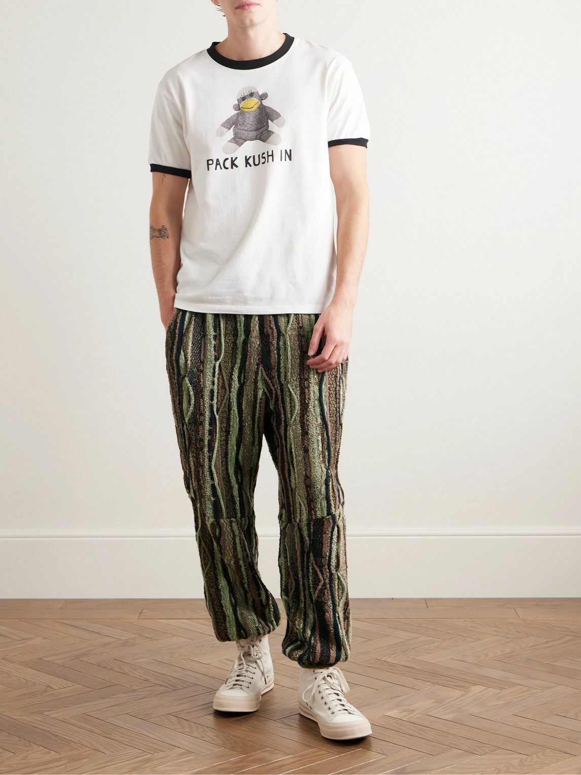 KAPITAL - Gaudy Tapered Intarsia Bouclé Sweatpants - Green